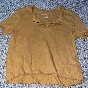 Womens yellow American Eagle short sleeve top
